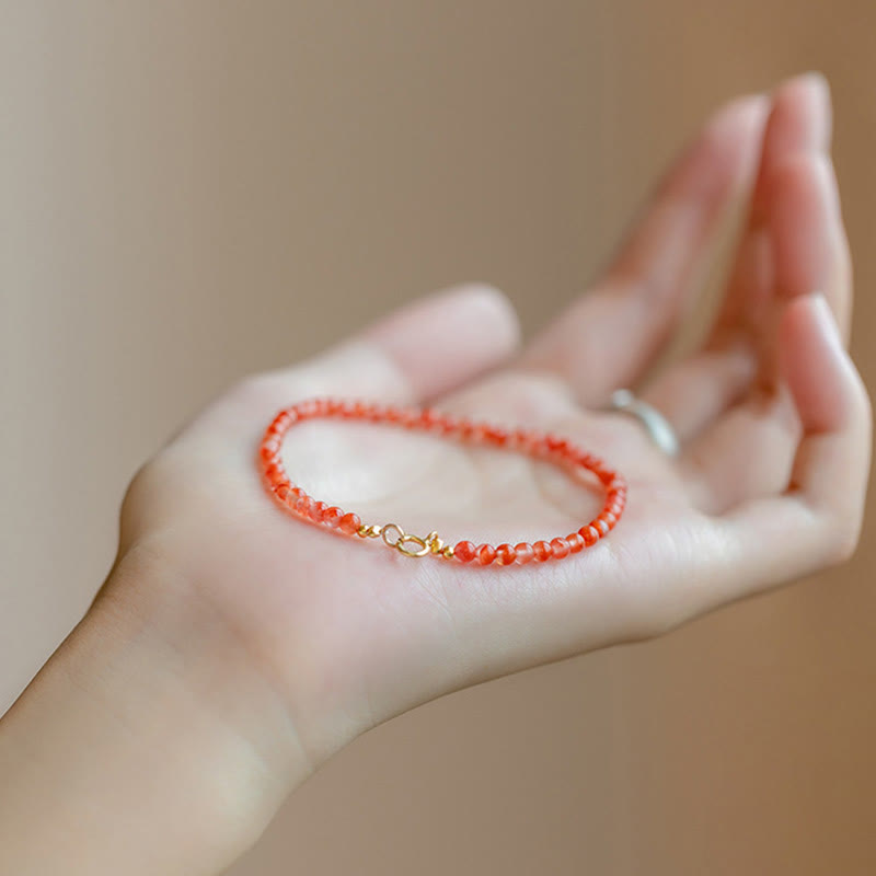 Buddhist Blessing Natural Cherry Persimmon Red Agate Ultra-thin Beads Confidence Bracelet