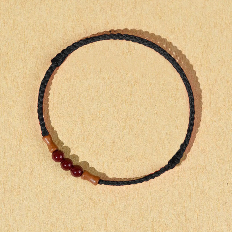 Buddhist Blessing Cinnabar Beads Peach Wood Blessing String Bracelet