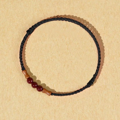 Buddhist Blessing Cinnabar Beads Peach Wood Blessing String Bracelet