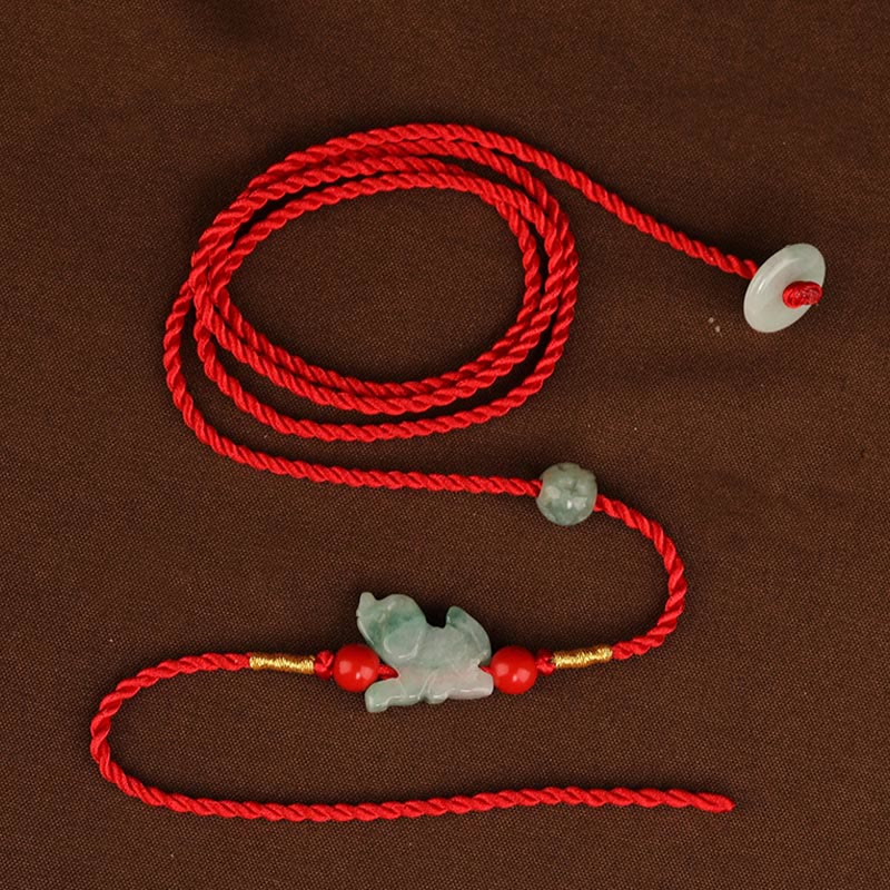 Buddhist Blessing Jade Peace Buckle Blessing Red String Belly Chain
