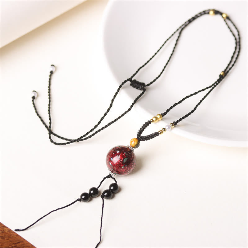 Buddhist Blessing Ebony Wood Venus Aurora Bead Lacquer Craft Peace Necklace Pendant