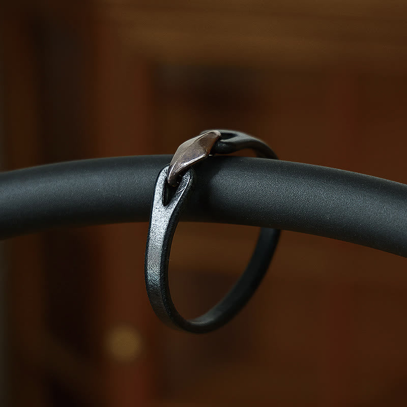 Buddhist Blessing 925 Sterling Silver Leather Multi-turn Protection Bracelet