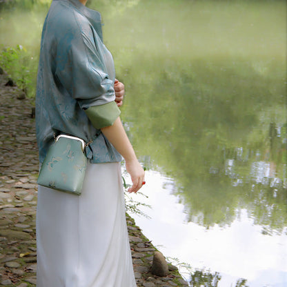 Buddhist Blessing Retro Chinese Embroidery Pearl Chain Crossbody Bag Shoudler Bag