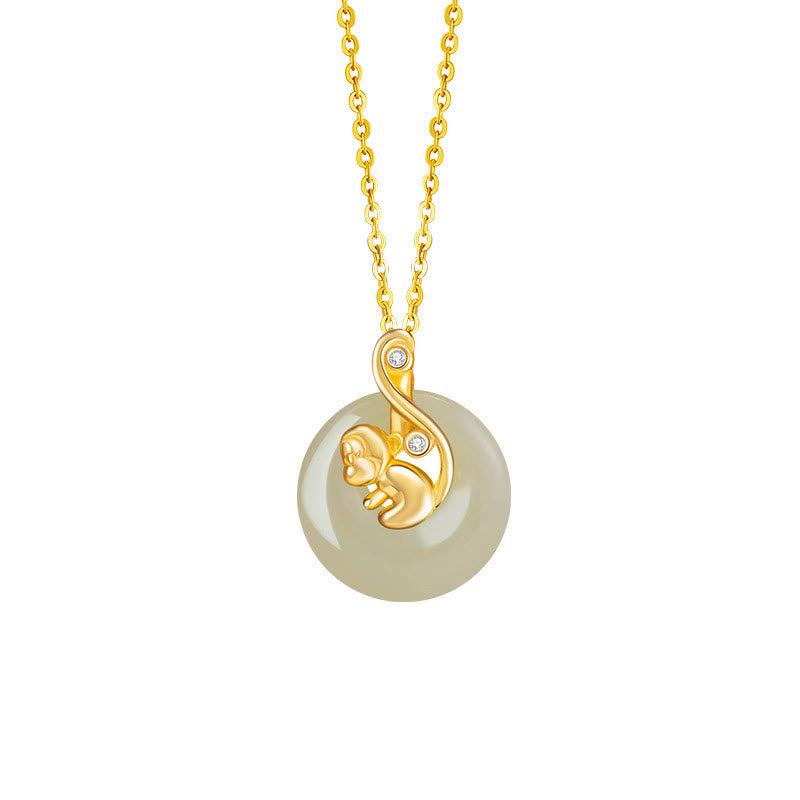 Buddhist Blessing Chinese Zodiac Hetian Jade 925 Sterling Silver Abundance Necklace Pendant