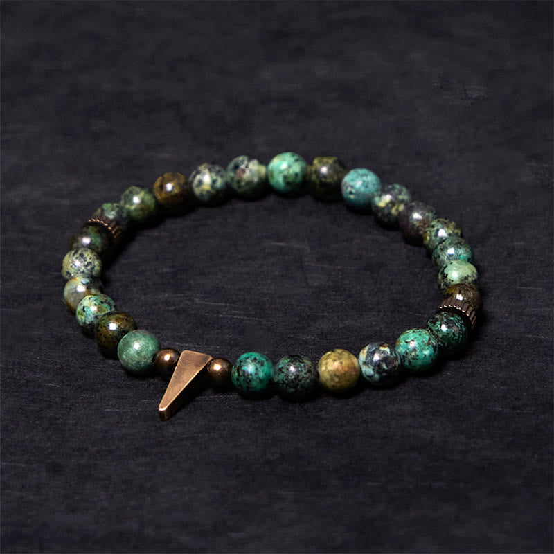 Buddhist Blessing Vintage Distressed Design Turquoise Copper Balance Bracelet