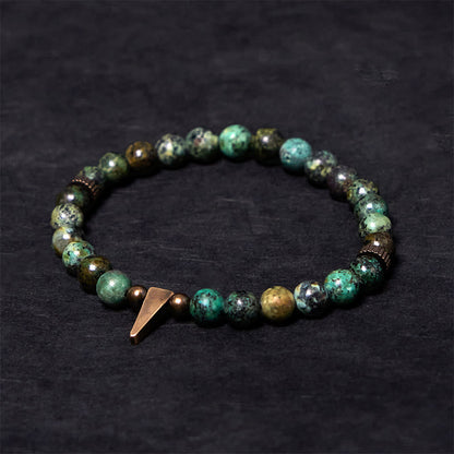 Buddhist Blessing Vintage Distressed Design Turquoise Copper Balance Bracelet