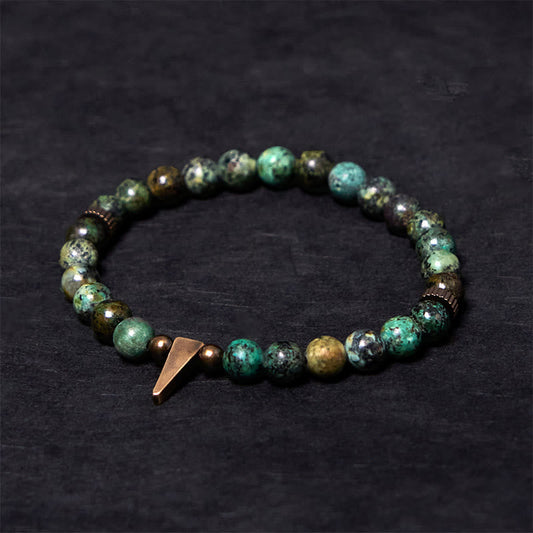 Buddhist Blessing Vintage Distressed Design Turquoise Copper Balance Bracelet