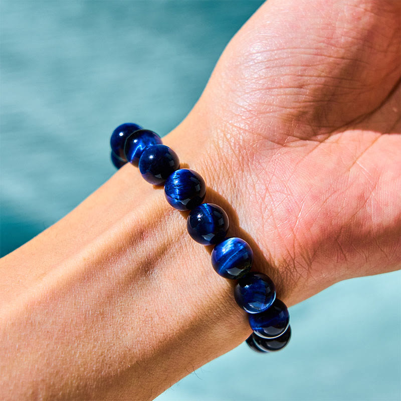 Buddhist Blessing Blue Tiger Eye Protection Bracelet
