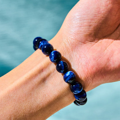 Buddhist Blessing Blue Tiger Eye Protection Bracelet