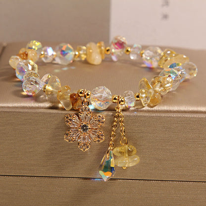 Buddhist Blessing Amethyst Citrine White Crystal Zircon Flower Spiritual Healing Bracelet