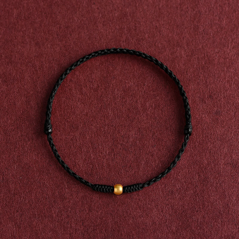 Buddhist Blessing 999 Gold One Mini Bead Design Handmade Strength Braided Rope Bracelet Anklet