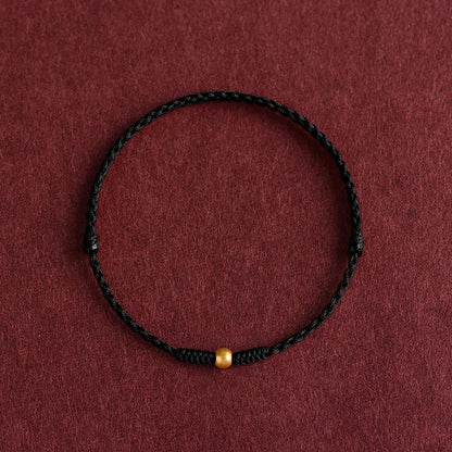 Buddhist Blessing 999 Gold One Mini Bead Design Handmade Strength Braided Rope Bracelet Anklet