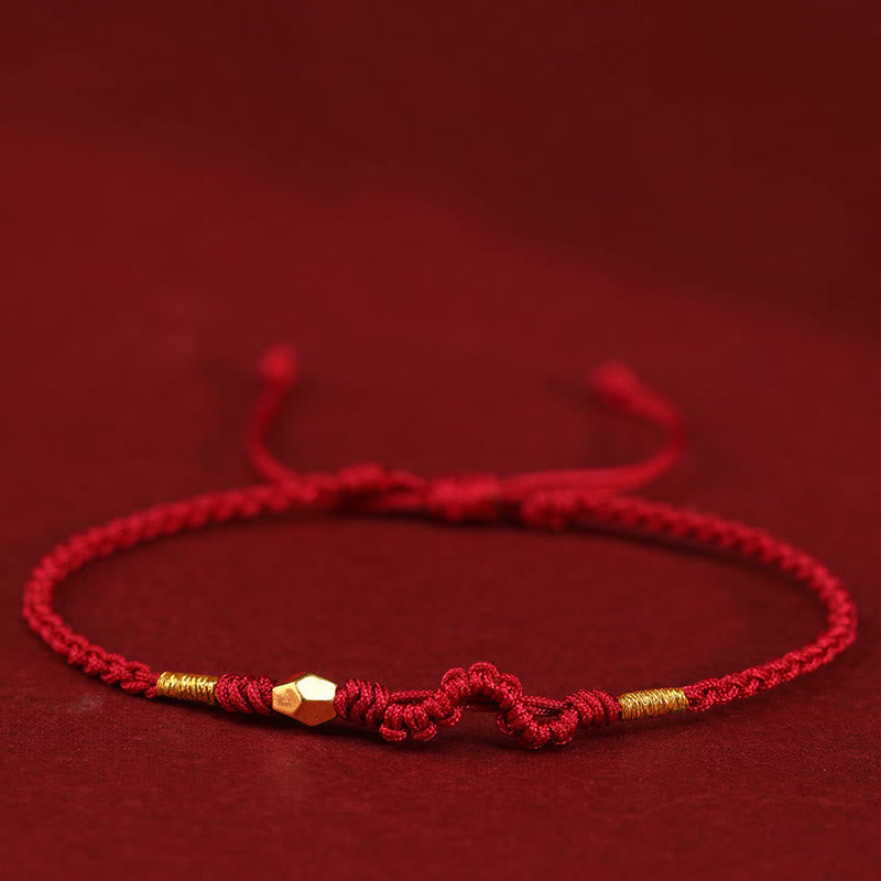 Buddhist Blessing 999 Gold Year of the Snake Mini Gold Bead Handmade Luck Protection Braided Bracelet