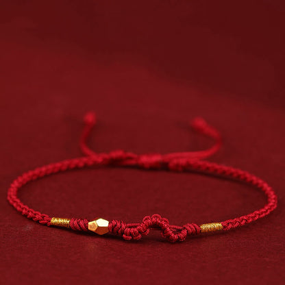 Buddhist Blessing 999 Gold Year of the Snake Mini Gold Bead Handmade Luck Protection Braided Bracelet