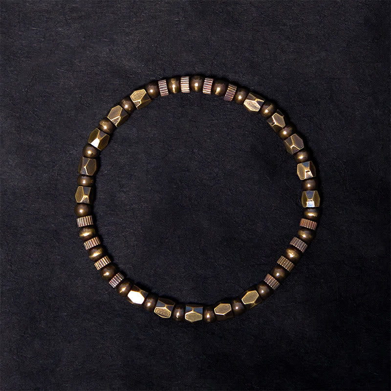 Buddhist Blessing Retro Distressed Irregular Design Copper Brass Luck Bracelet