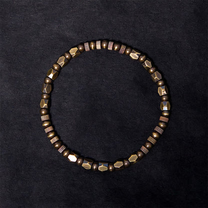 Buddhist Blessing Retro Distressed Irregular Design Copper Brass Luck Bracelet