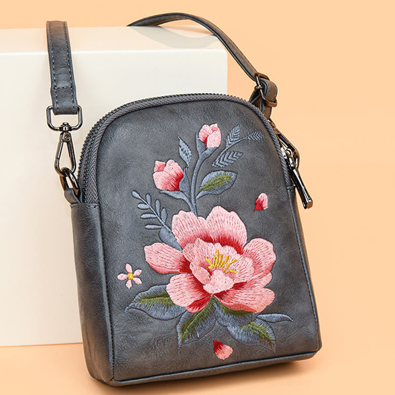Buddhist Blessing Lotus Su Embroidery Journey Shopping Purse Shoulder Bag Crossbody Bag