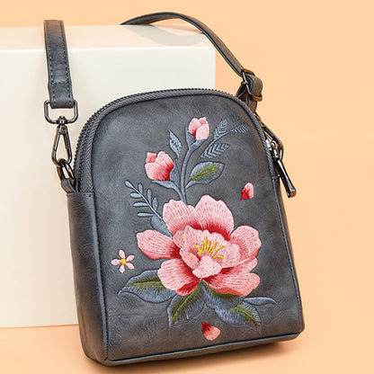 Buddhist Blessing Lotus Su Embroidery Journey Shopping Purse Shoulder Bag Crossbody Bag