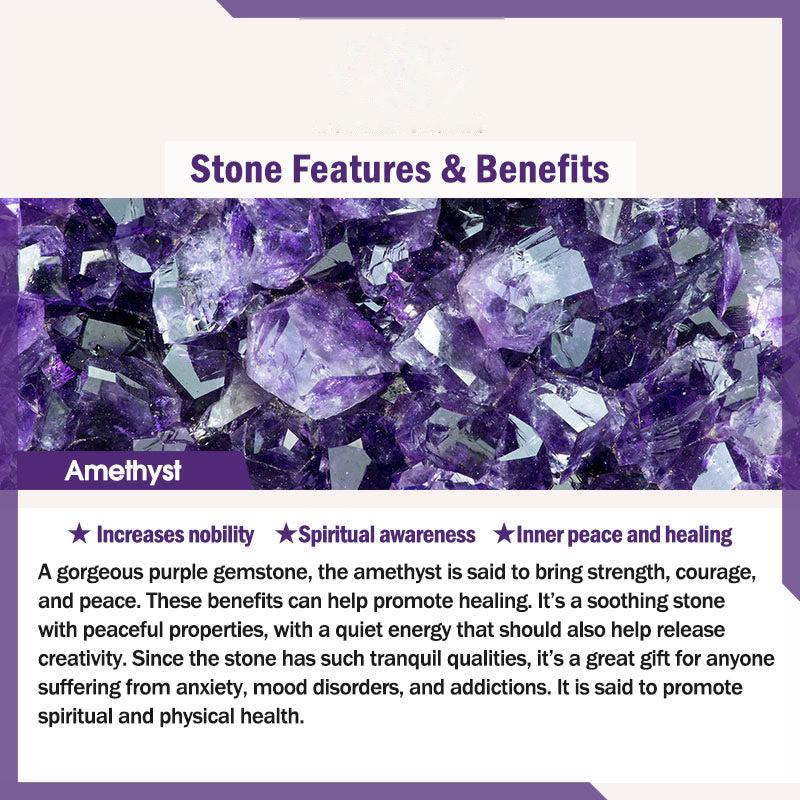 Buddhist Blessing 925 Sterling Silver Amethyst Lotus Design Natural Balance Bead Bracelet