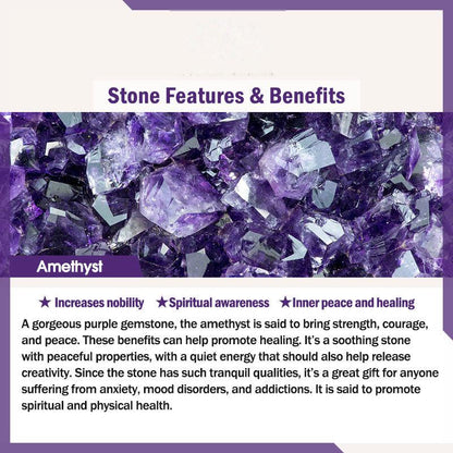 Buddhist Blessing 925 Sterling Silver Amethyst Lotus Design Natural Balance Bead Bracelet