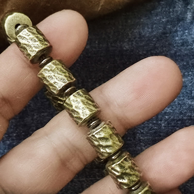 Buddhist Blessing Copper Meteorite Crater Pattern Luck Bracelet