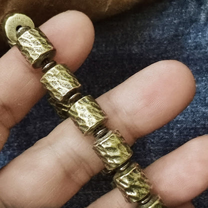 Buddhist Blessing Copper Meteorite Crater Pattern Luck Bracelet