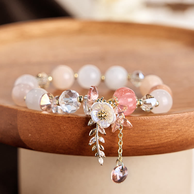 Buddhist Blessing Blue Crystal Amethyst Sun Stone Green Aventurine Healing Bracelet