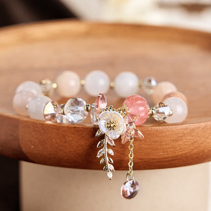 Buddhist Blessing Blue Crystal Amethyst Sun Stone Green Aventurine Healing Bracelet