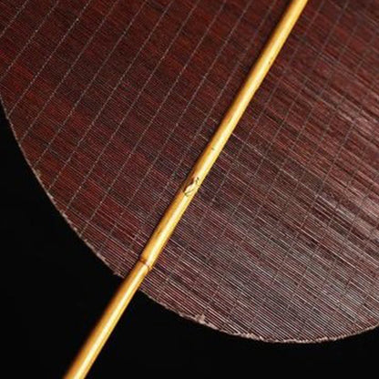 Buddhist Blessing Chinese Style Handmade Bamboo Woven Round Oval Banana Shape Long Handle Fan