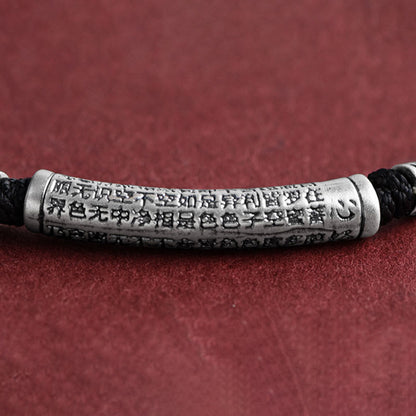 Buddhist Blessing 999 Sterling Silver Six True Word Heart Sutra String Necklace Pendant