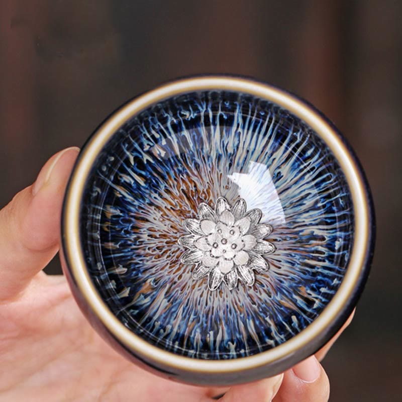 Buddhist Blessing Handmade Chinese Jianzhan Koi Fish Lotus Dragon Phoenix 12 Chinese Zodiac Ceramic Teacup Kung Fu Tea Cup 70ml