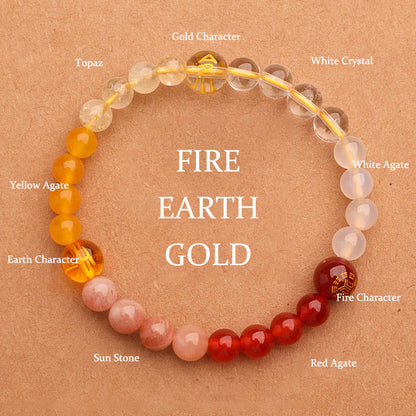 Buddhist Blessing Five Elements Various Agate Crystal Sun Stone Wisdom Bracelet