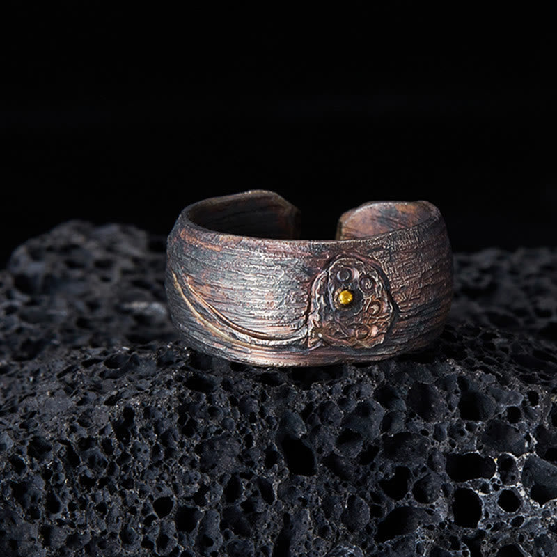 Buddhist Blessing Retro 999 Sterling Silver Copper Adjustable Protection Ring