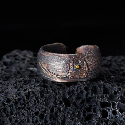 Buddhist Blessing Retro 999 Sterling Silver Copper Adjustable Protection Ring