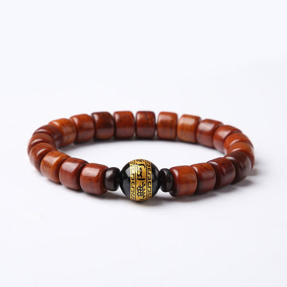 Buddhist Blessing Tibetan Bone Beads Three-Eyed Dzi Bead Sheep Horn Red Agate Strength Bracelet