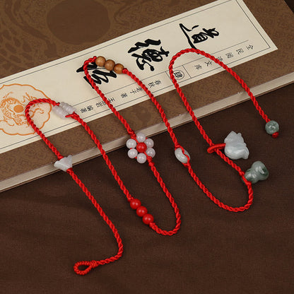 Buddhist Blessing Chinese Zodiac Peach Wood Blessing Red String Belly Chain