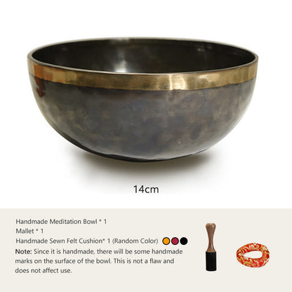Buddhist Blessing Handmade Nepal Singing Bowl Simple Pattern for Healing and Meditation Sound Bowl Set