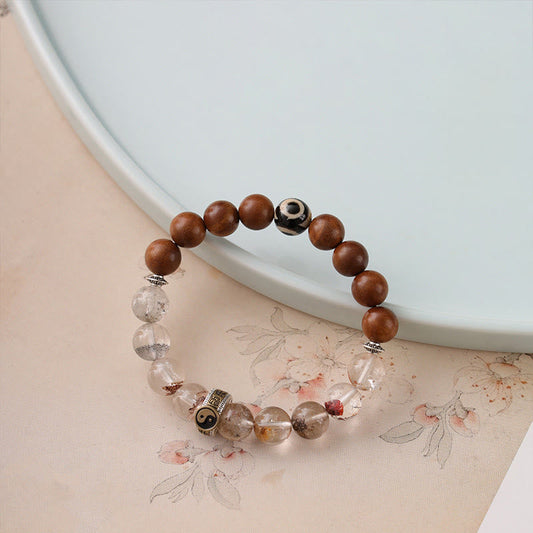 Buddhist Blessing Lightning Struck Wood Red Phantom Yin Yang Protection Bracelet