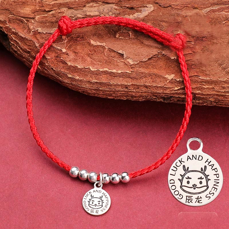 Buddhist Blessing Chinese Zodiac Kid Red String 999 Sterling Silver Protection Bracelet