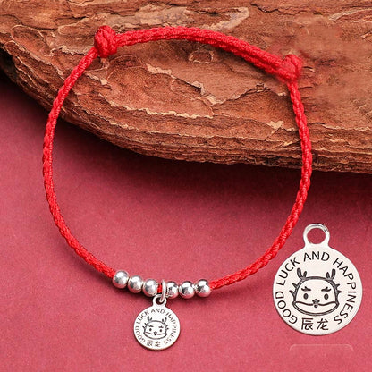 Buddhist Blessing Chinese Zodiac Kid Red String 999 Sterling Silver Protection Bracelet