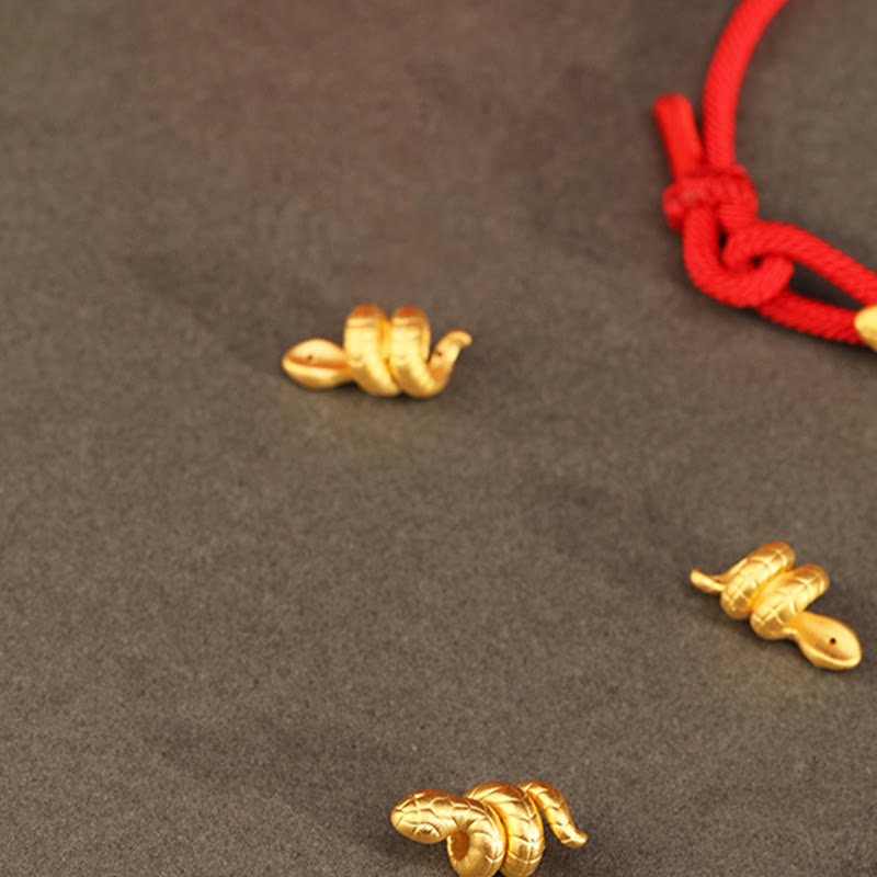 Buddhist Blessing 999 Gold Year of the Snake Design Handmade Luck Protection Rope Braided Bracelet