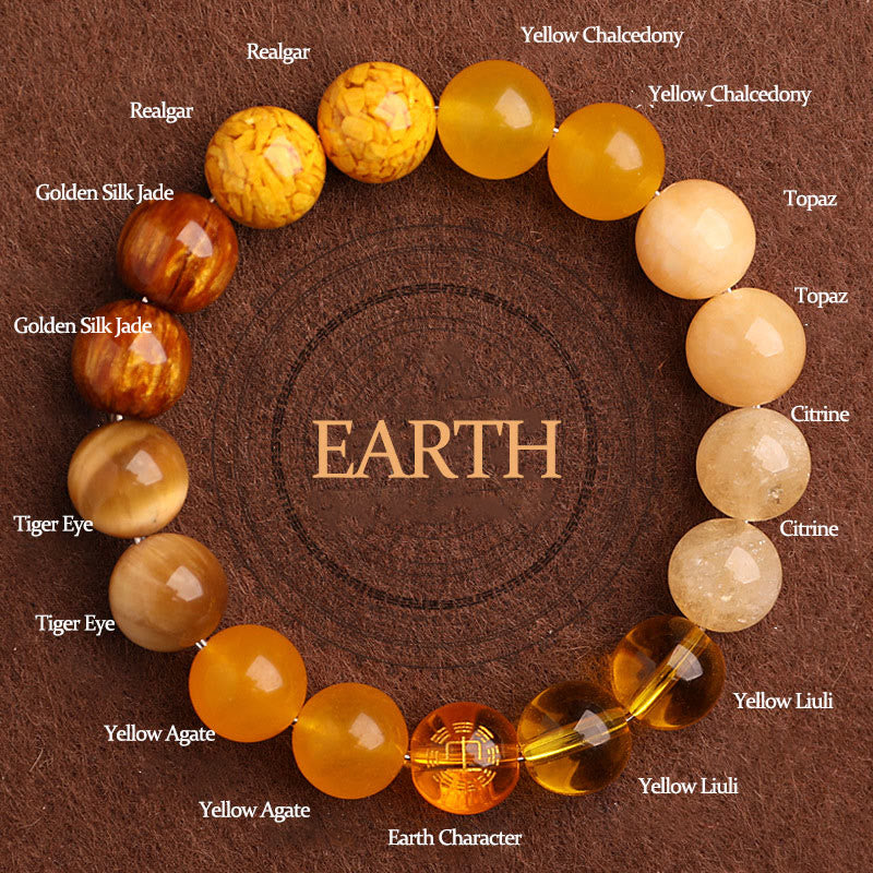 Buddhist Blessing Five Elements Various Agate Balance Luck Bracelet