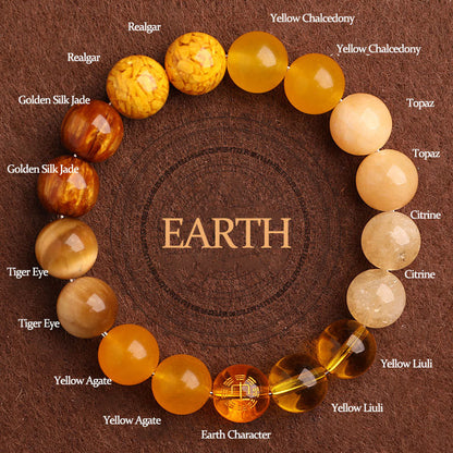 Buddhist Blessing Five Elements Various Agate Balance Luck Bracelet