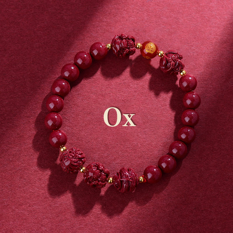 Buddhist Blessing Chinese Zodiac Cinnabar Keep Away Evil Spirits Blessing Bracelet