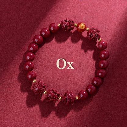 Buddhist Blessing Chinese Zodiac Cinnabar Keep Away Evil Spirits Blessing Bracelet