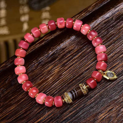 Buddhist Blessing Tibetan Camel Bone Red Agate Luck Bracelet