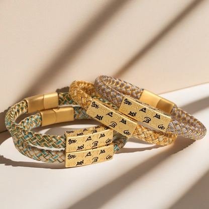 Buddhist Blessing Tibetan Om Mani Padme Hum Various Colors Rope Gold Thread Diamond Knot Luck Buckle Bracelet