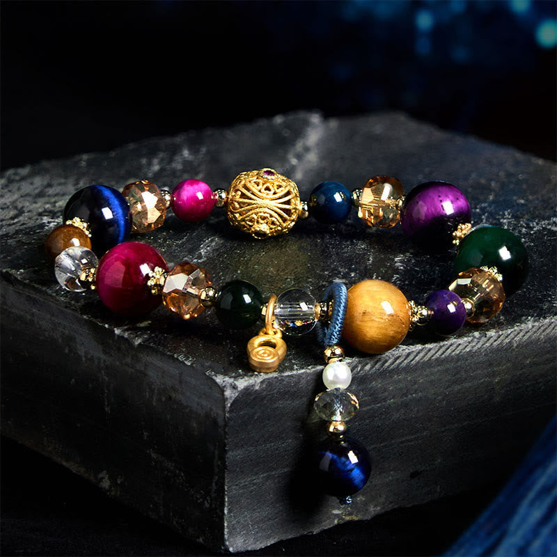 Buddhist Blessing Natural Colored Tiger Eye Stone Weight Balance Bracelet