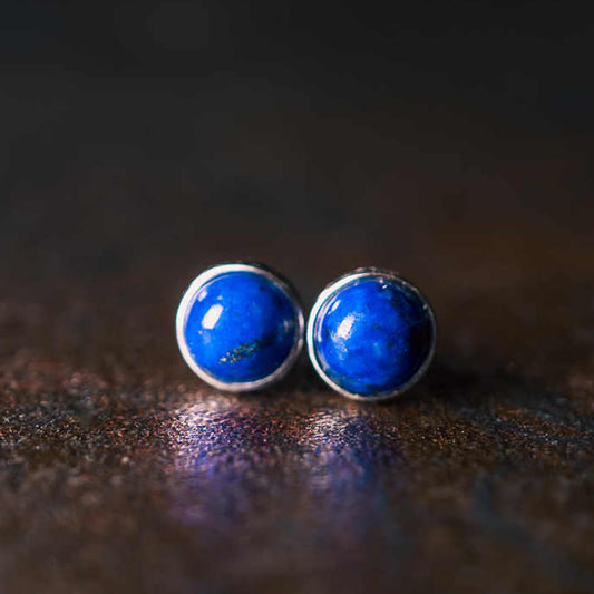 Buddhist Blessing Vintage 925 Sterling Silver Lazurite Balance Earrings
