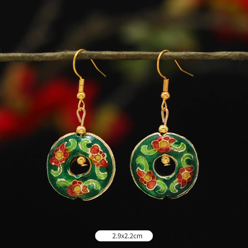 Buddhist Blessing Lotus Butterfly Flower Alloy Copper Enlightenment Drop Earrings
